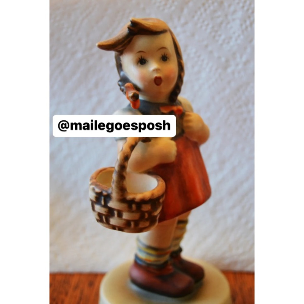 Art Photograph Print of Hummel basket girl figurine 4X6 inch photo cottage core